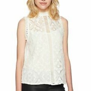 BB Dakota Patti guipure lace sleeveless keyhole back top S
